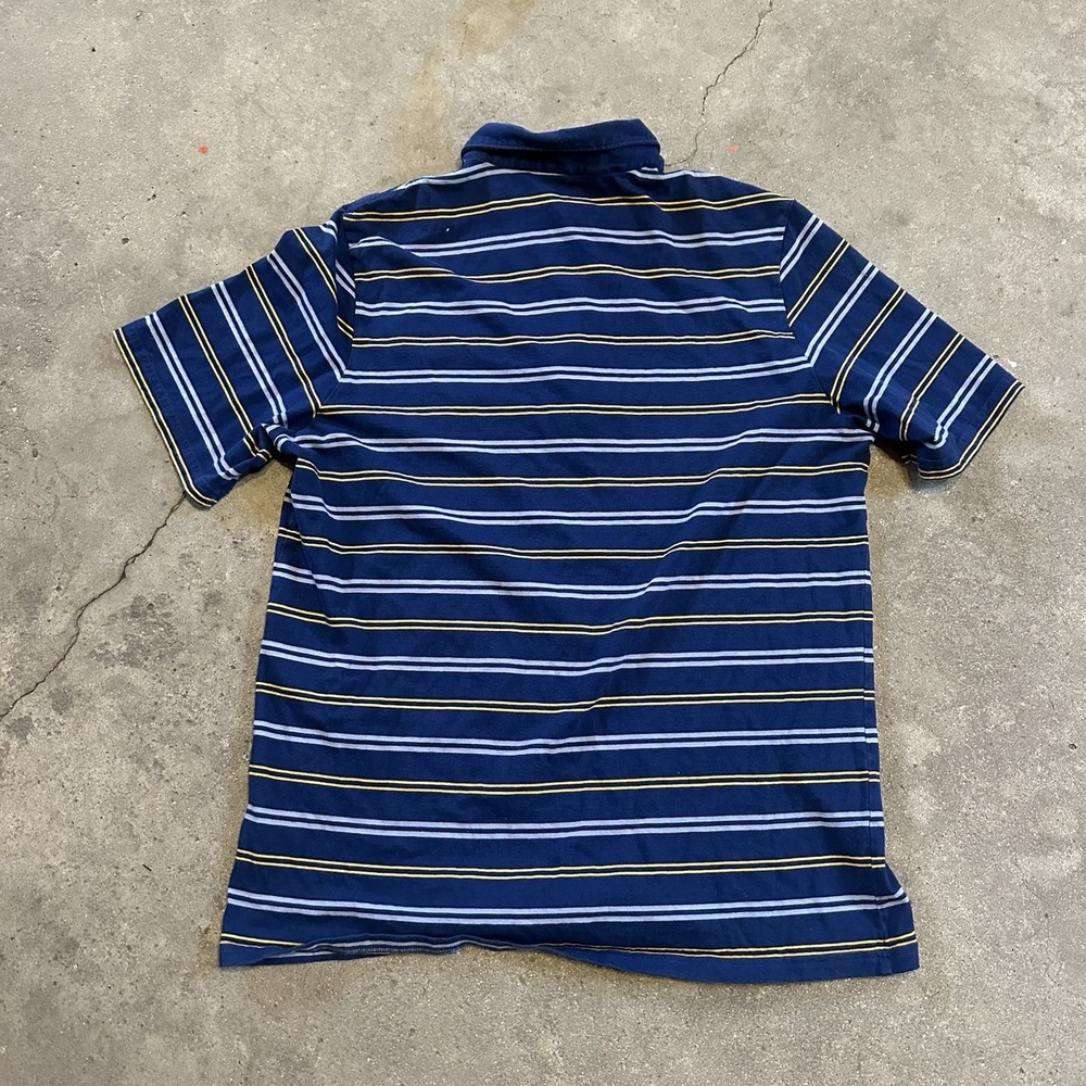 Criquet Men's Top Shelf‎ Organic Cotton Striped Golf Polo Shirt Blue/Yellow Sz L - Picture 7 of 7